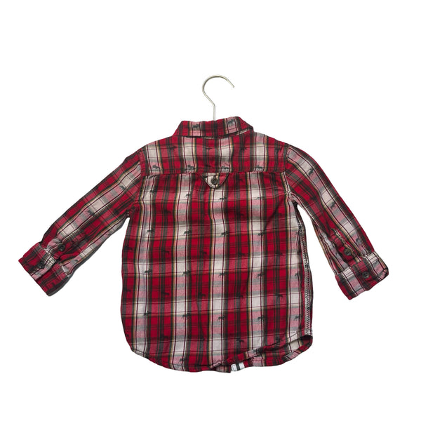 Hatley Red Plaid Reindeer Button Down - Size 3