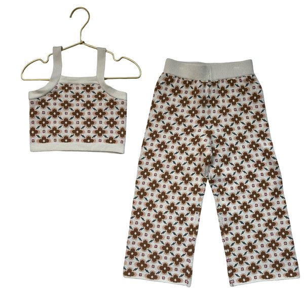 Rylee & Cru Flower Pattern Knit Tank & Wide-Leg Pants Set - Size 4-5Y