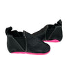Freshly Picked Black & Neon Pink Leather Soft-Sole Booties - Size 3