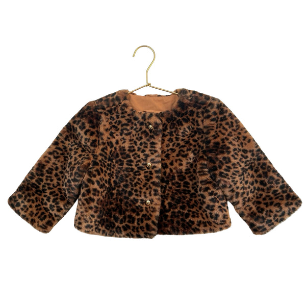 Janie and Jack Leopard Faux Fur Jacket - Size 3-4