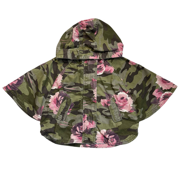 Baby Gap Green Camo & Pink Floral Hooded Poncho Jacket - Size 3