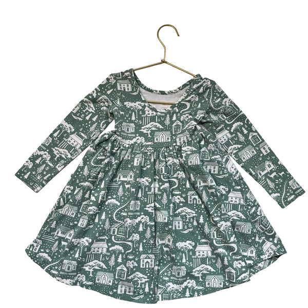 Hanna Andersson Mint Green Village Print Dress - Size 3T