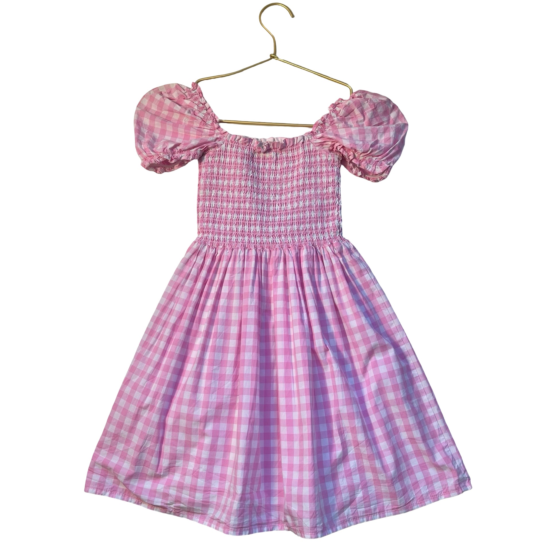 Janie and Jack Pink & White Check Smocked Dress - Size 8