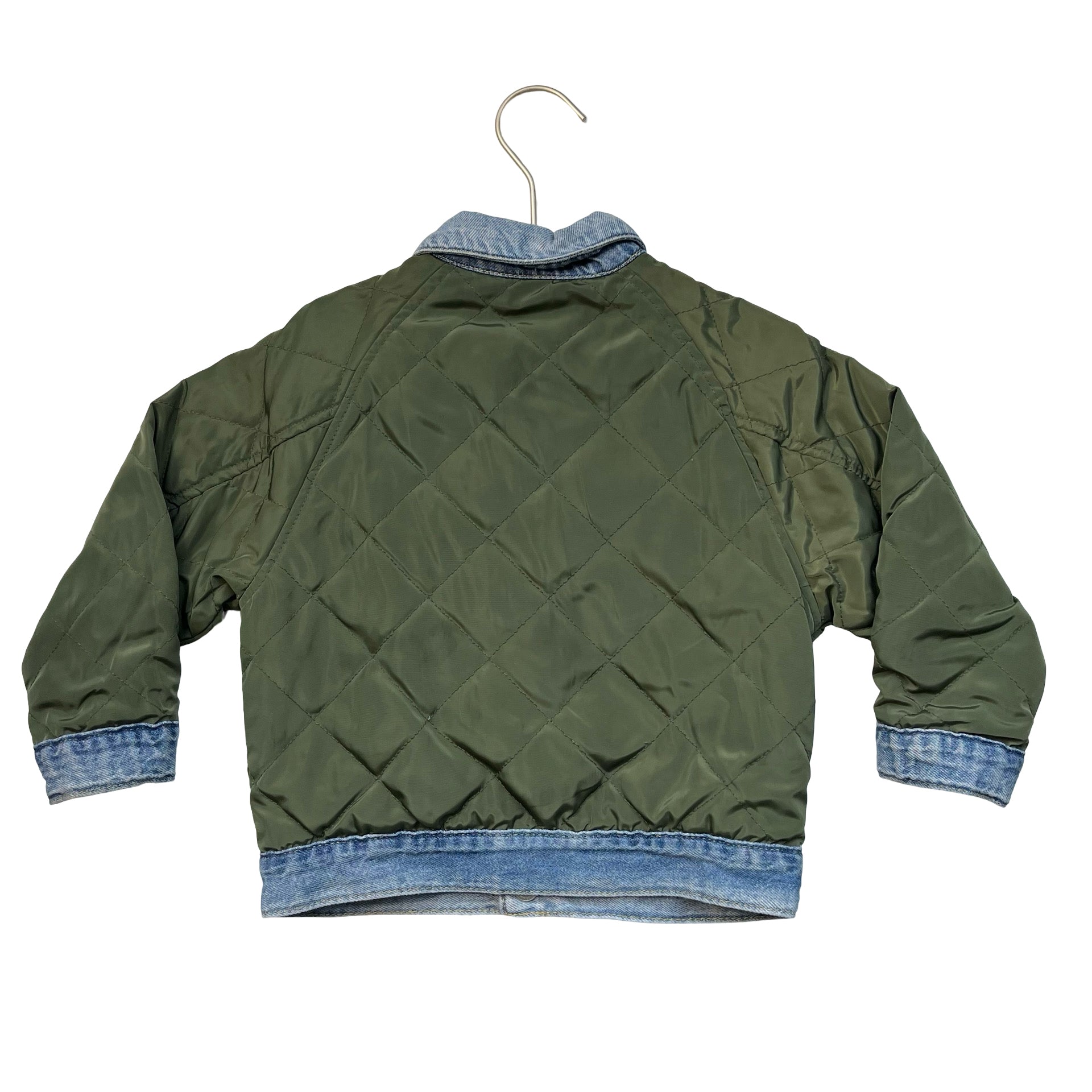 Zara Reversible Denim & Green Quilted Jacket - Size 2-3