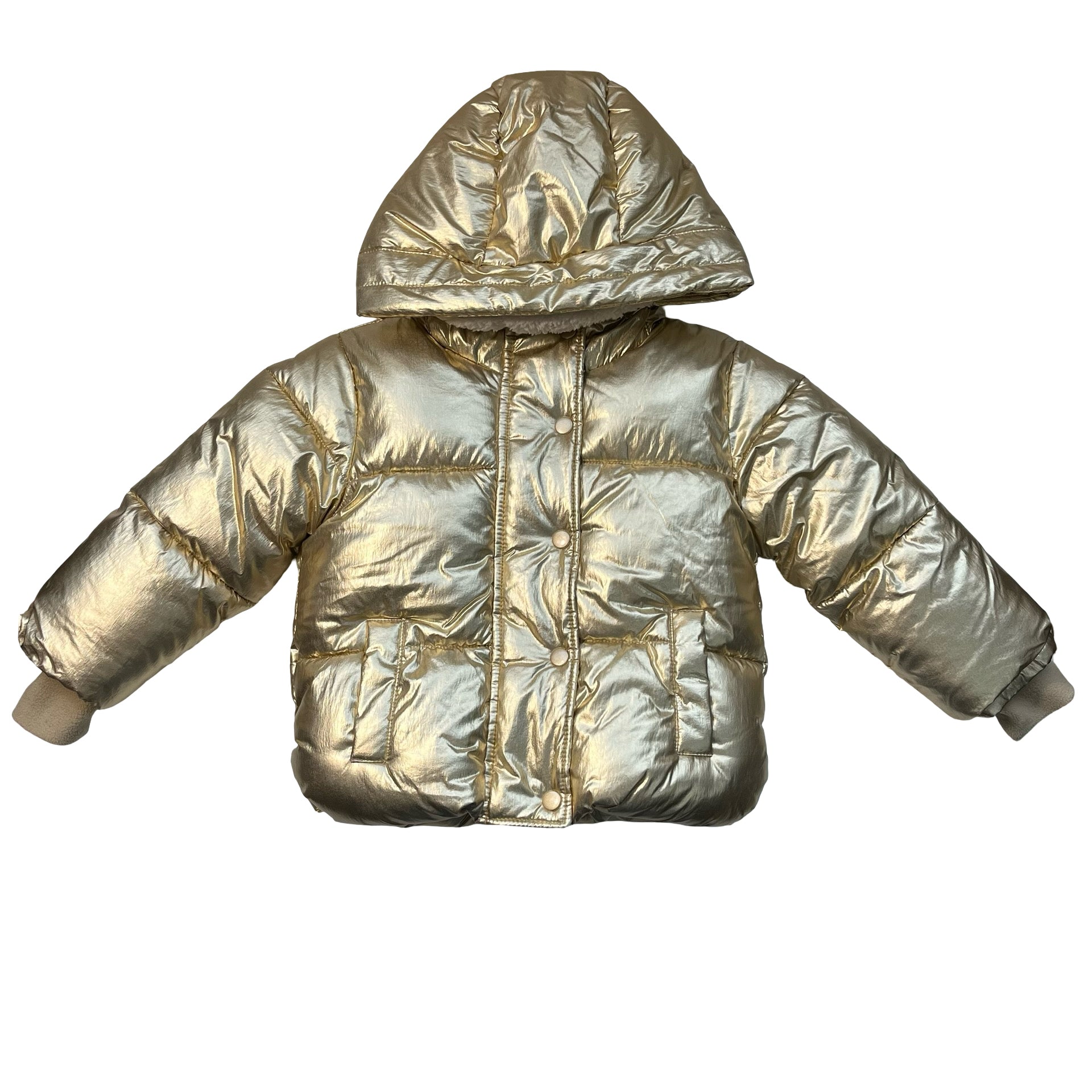 Baby Gap Shepa-Lined Gold Metallic Winter Jacket - Size 3