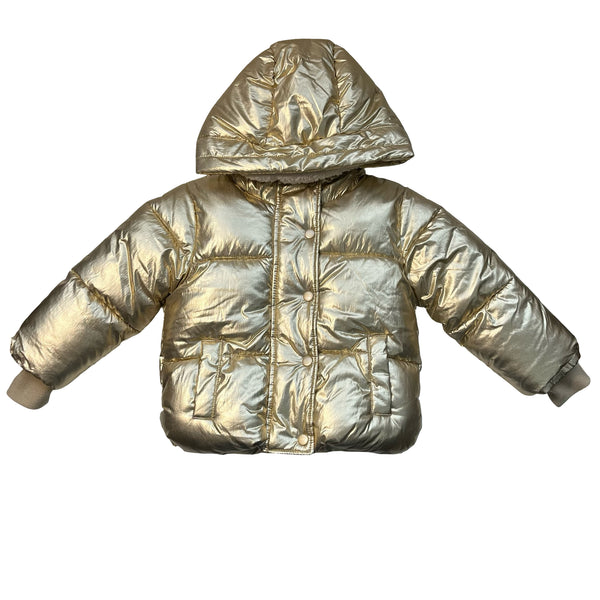 Baby Gap Shepa-Lined Gold Metallic Winter Jacket - Size 3