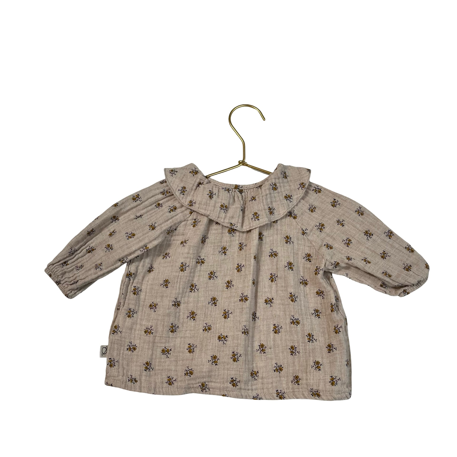 Cozmo Tan Floral Cotton Gauze Blouse - Size 3 Mo