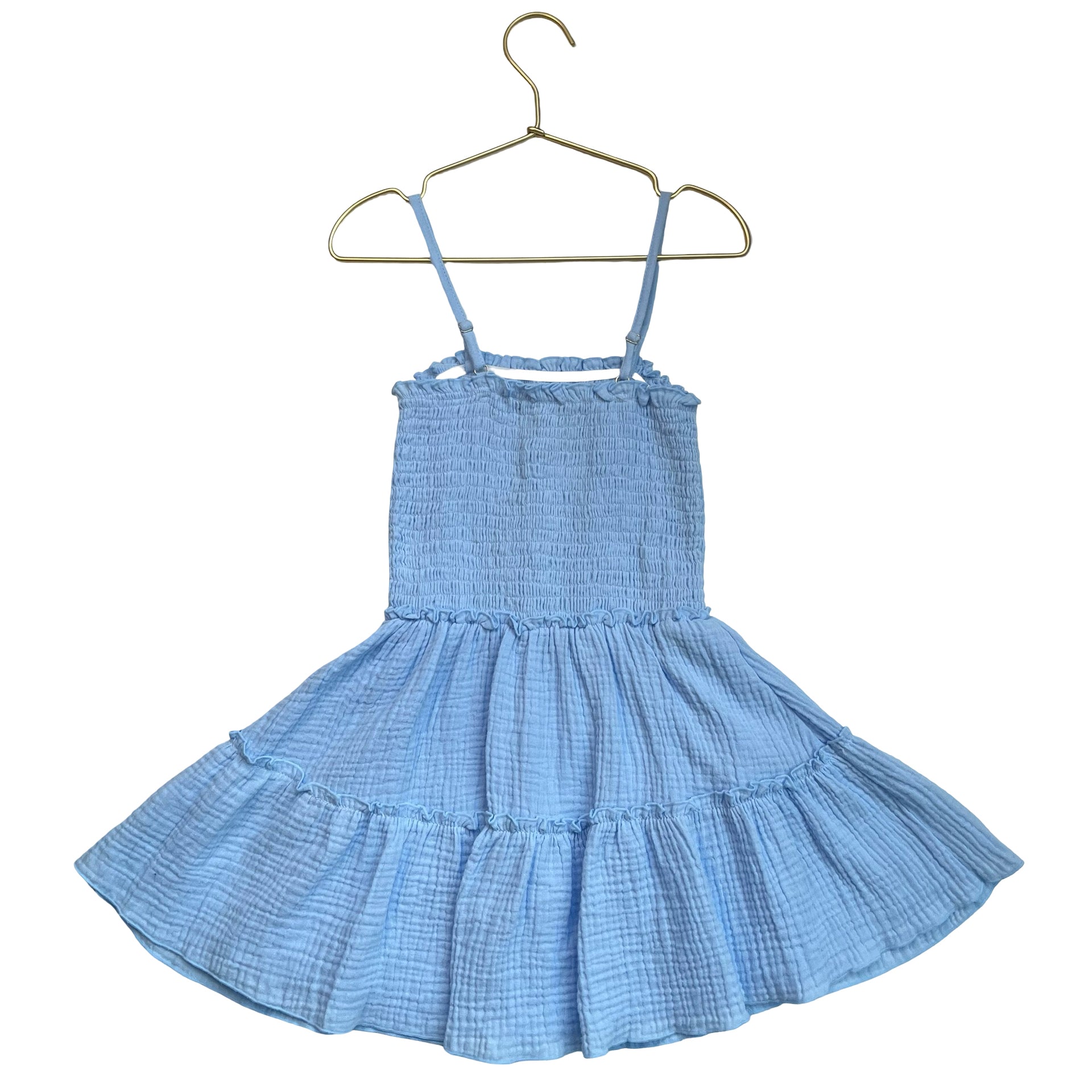 FBZ Flowers by Zoe Light Blue Smocked Cotton Gauze Dress - Size 5