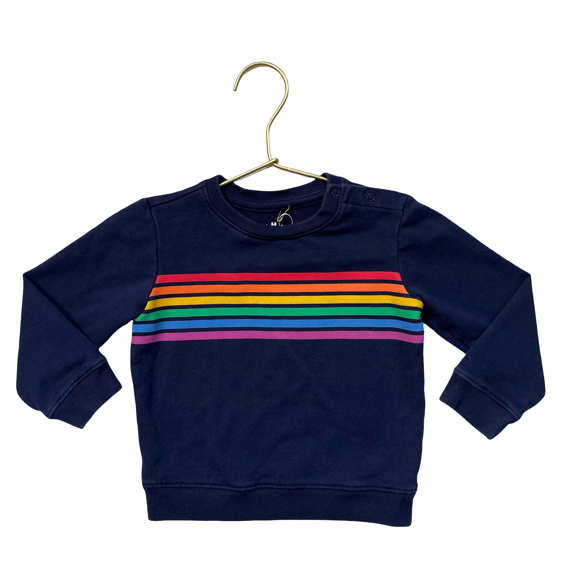 Primary Navy & Rainbow Striped Lightweight Sweatshirt - Size 12-18 Mo