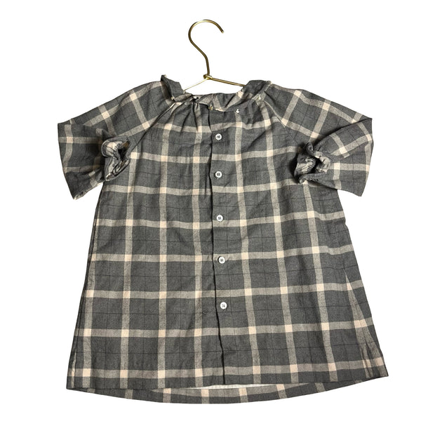 Bonpoint Sage Green & Ivory Plaid Flannel Dress - Size 18 Mo