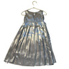 Zara Silver Metallic Pleated Bow Dress - Size 8