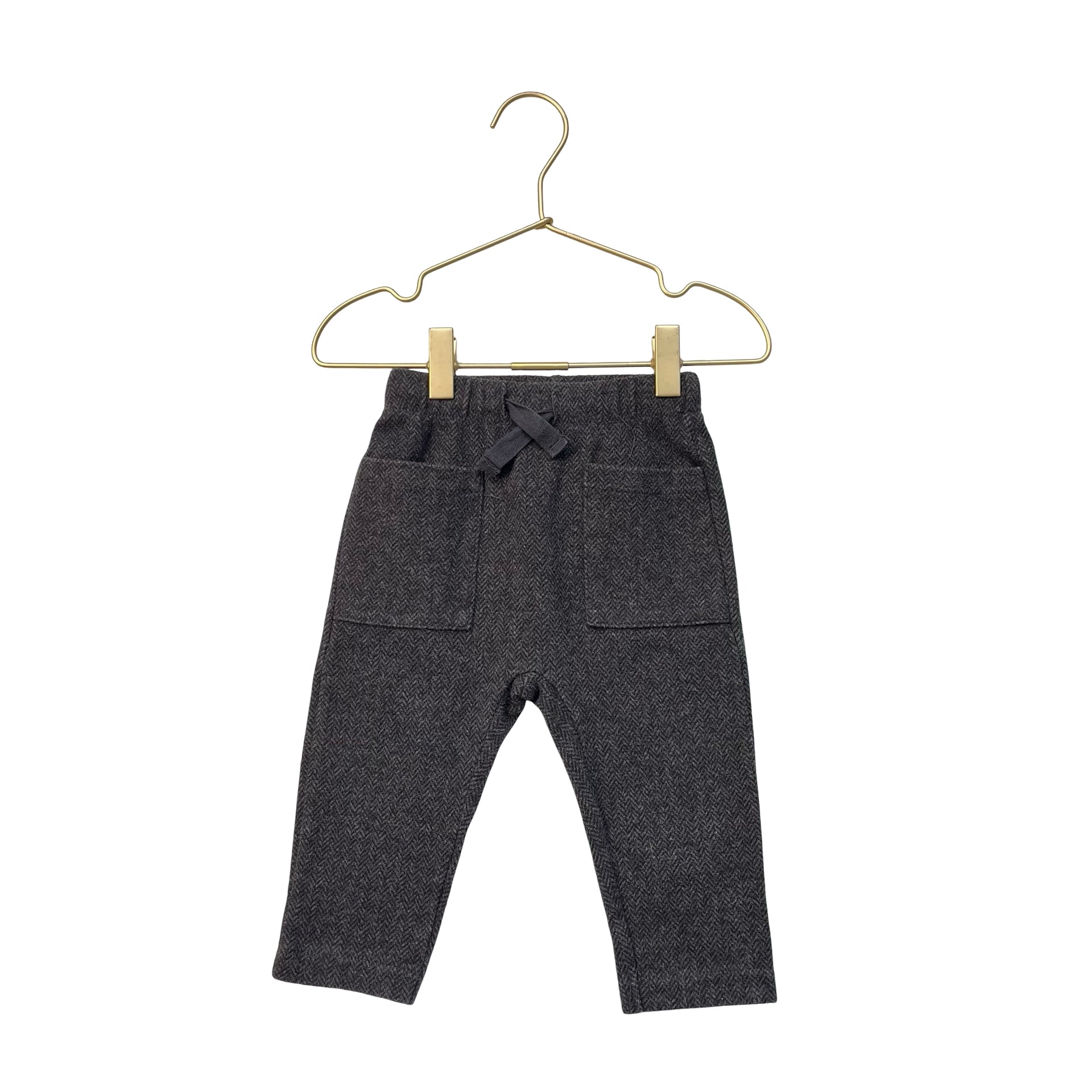 Zara Dark Gray Herringbone Flannel Pants - Size 12-18 Mo