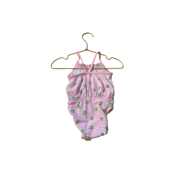 Target Pink & White Striped Kiwi Print Swim Suit - Size 6-9 Mo