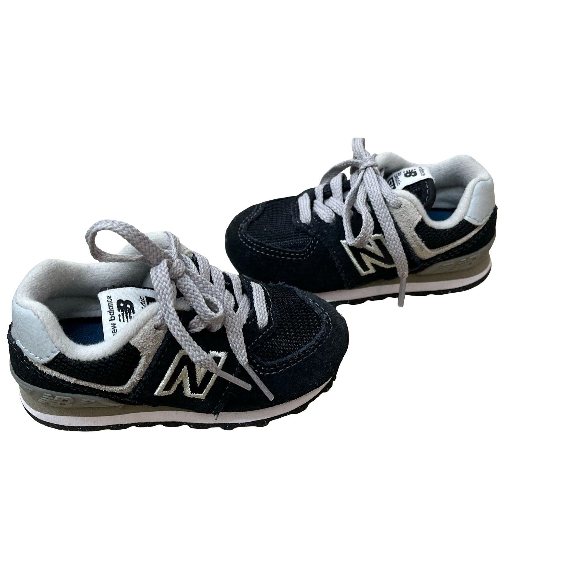 New Balance 574 Classic Black & Gray Sneakers - Size 5