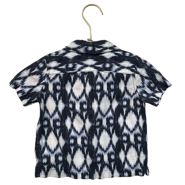 Baby Gap Navy & White Ikat Button Down Shirt - Size 12-18 Mo