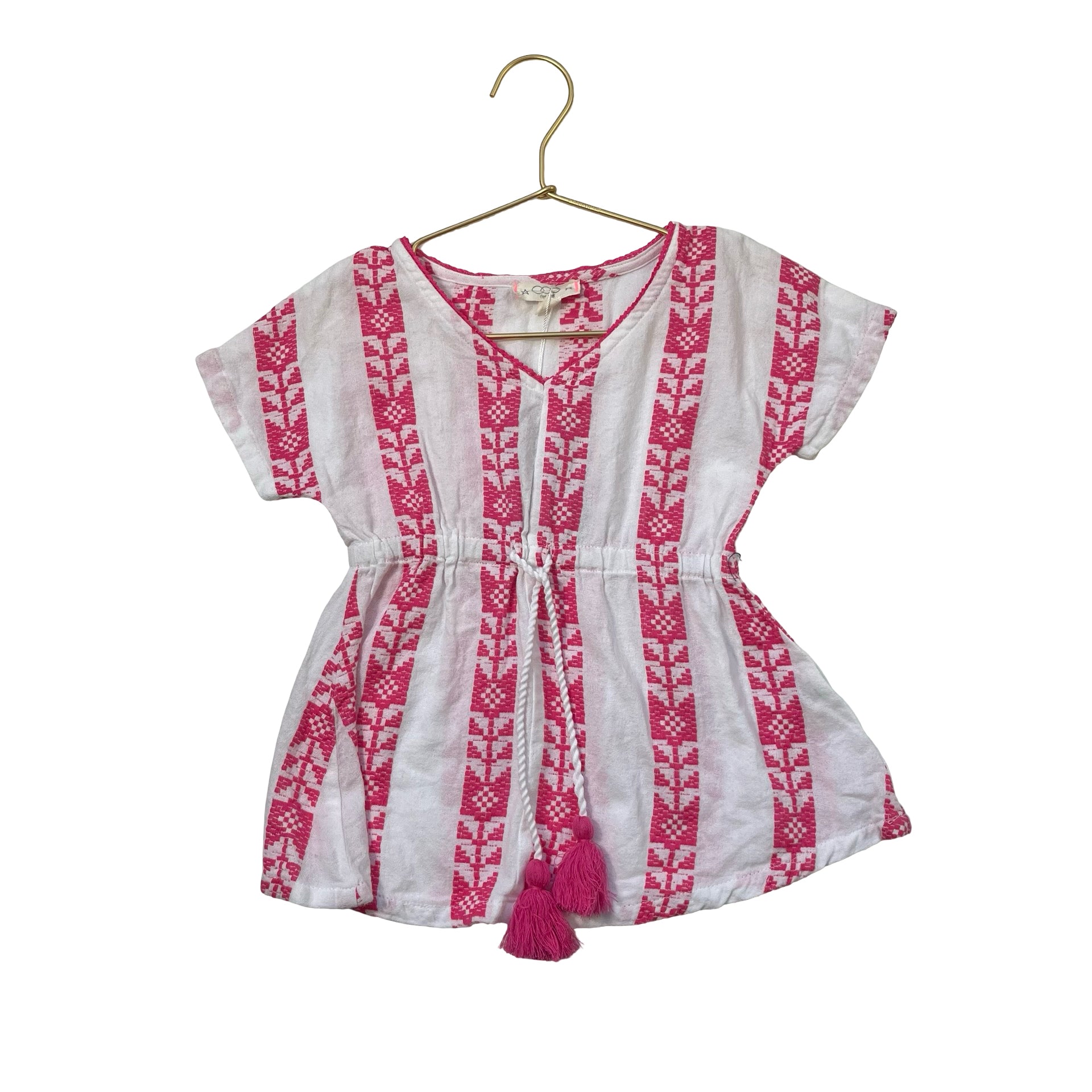 Egg Ivory & Hot Pink Tassle Tie Swim Cover-Up - Size 2