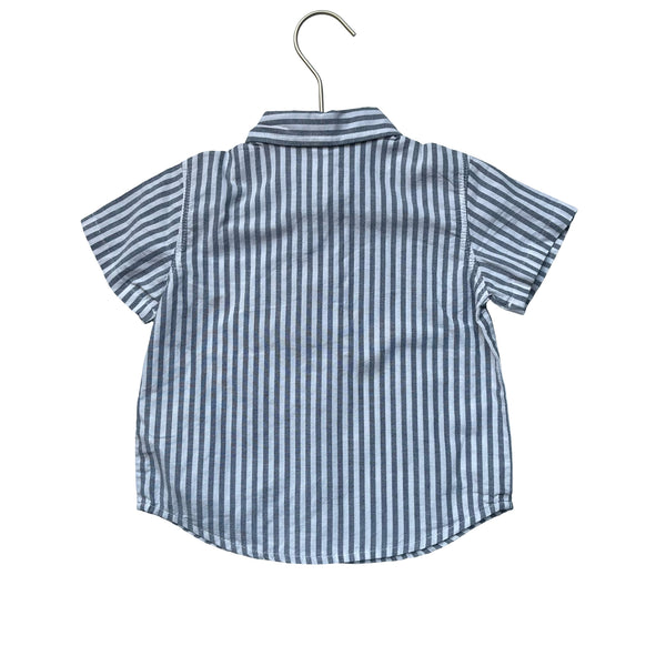 Old Navy Blue & White Striped Button Down Shirt - Size 18-24 Mo