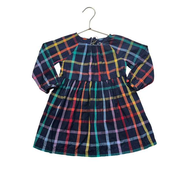 Primary Navy & Multi-Color Plaid Dress - Size 18-24 Mo