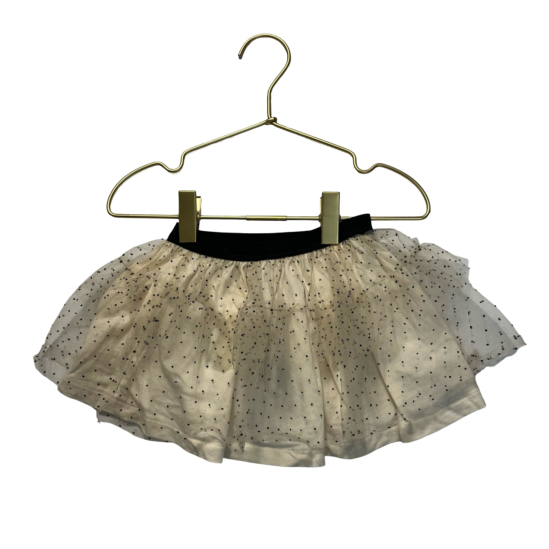 Zara Ivory Tulle & Black Velvet Polka Dot Skirt - Size 12-18 Mo