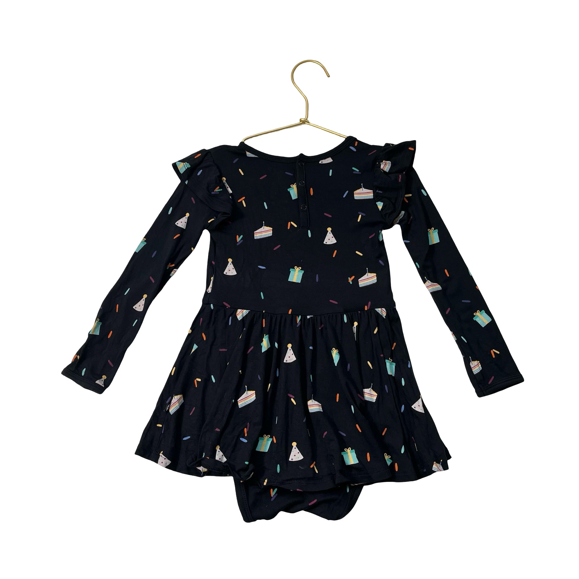 Kyte Black Birthday Print Bodysuit Dress - Size 4T