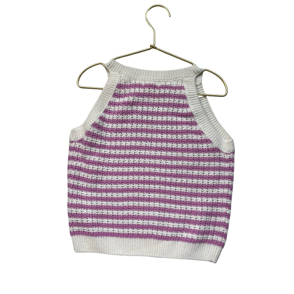Cat & Jack Purple & Ivory Stripe Crochet Sleeveless Top - Size M (8)