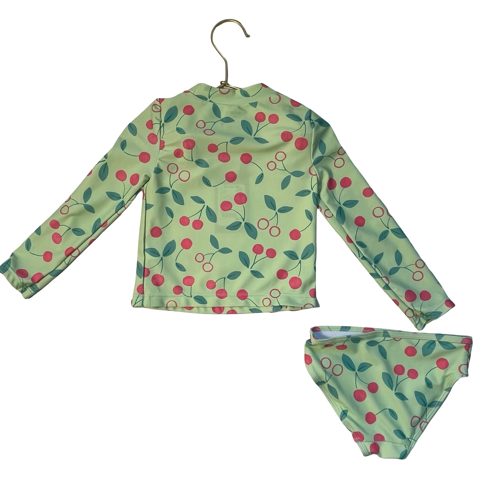 Carter's Light Green Cherry Print Rash Guard 2 Piece Swim Suit - Size 3T