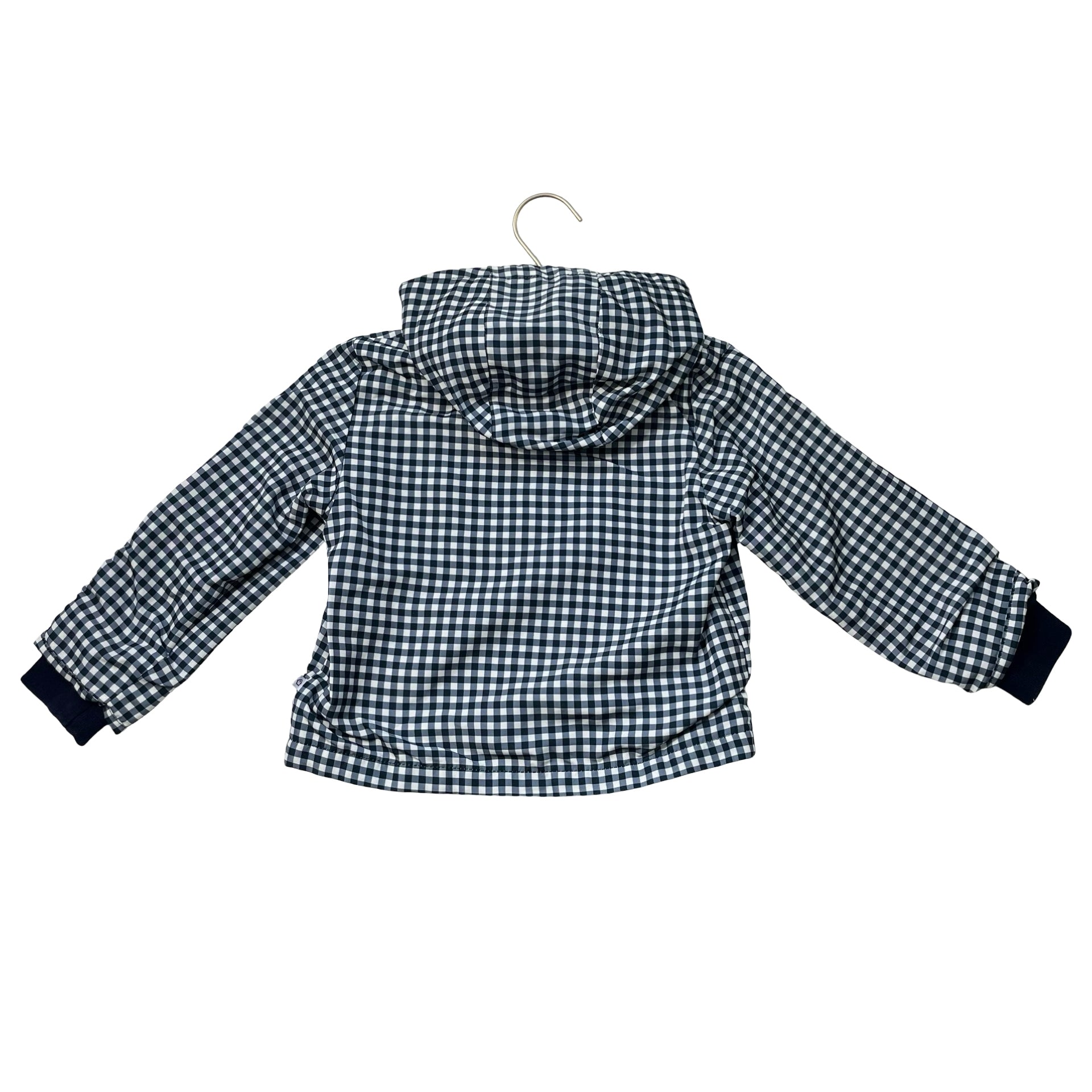 Cadet Rousselle Jersey-Lined Navy Check Hooded Windbreaker Jacket - Size 4A