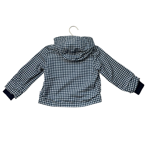Cadet Rousselle Jersey-Lined Navy Check Hooded Windbreaker Jacket - Size 4A