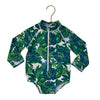 Janie and Jack Green, Blue, Teal Tropical Floral Print Swim Suit - Size 18-24 Mo