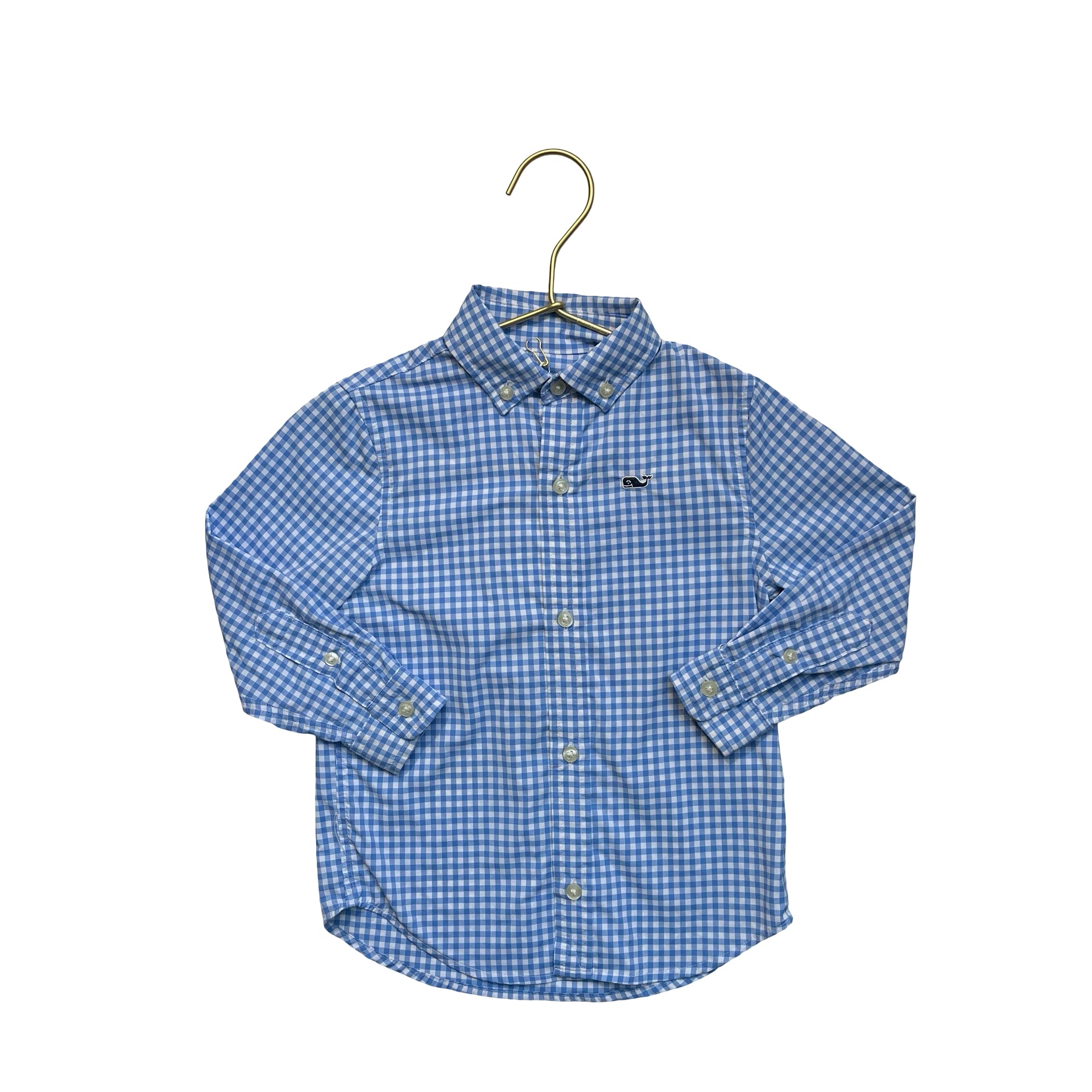Vineyard Vines Performance Blue & White Check Button Down Shirt - Size 2T