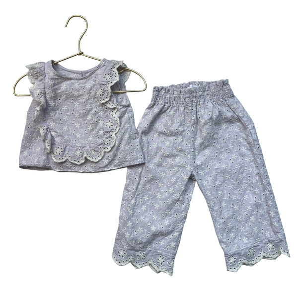 Zara Lavender Eyelet Pants & Top Set - Size 18-24 Mo