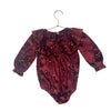 Marie Nicole Burgundy & Gold Foil Star Velour Bubble Romper - Size 9-12 Mo