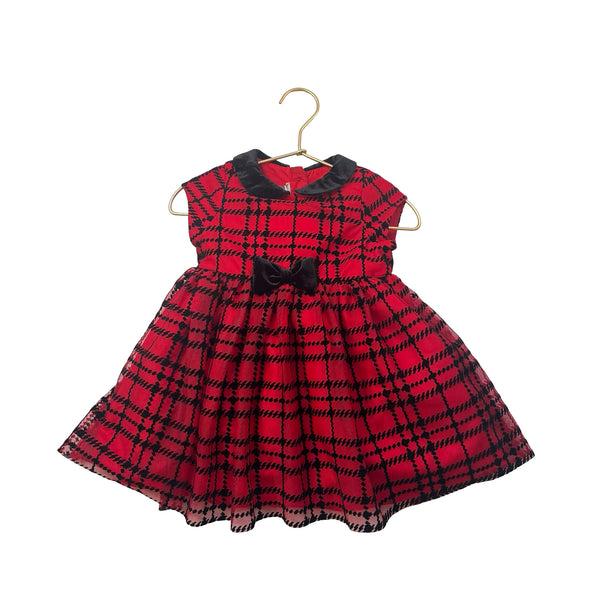 Pippa & Julie Red & Black Plaid Dress & Bloomer - Size 18 Mo