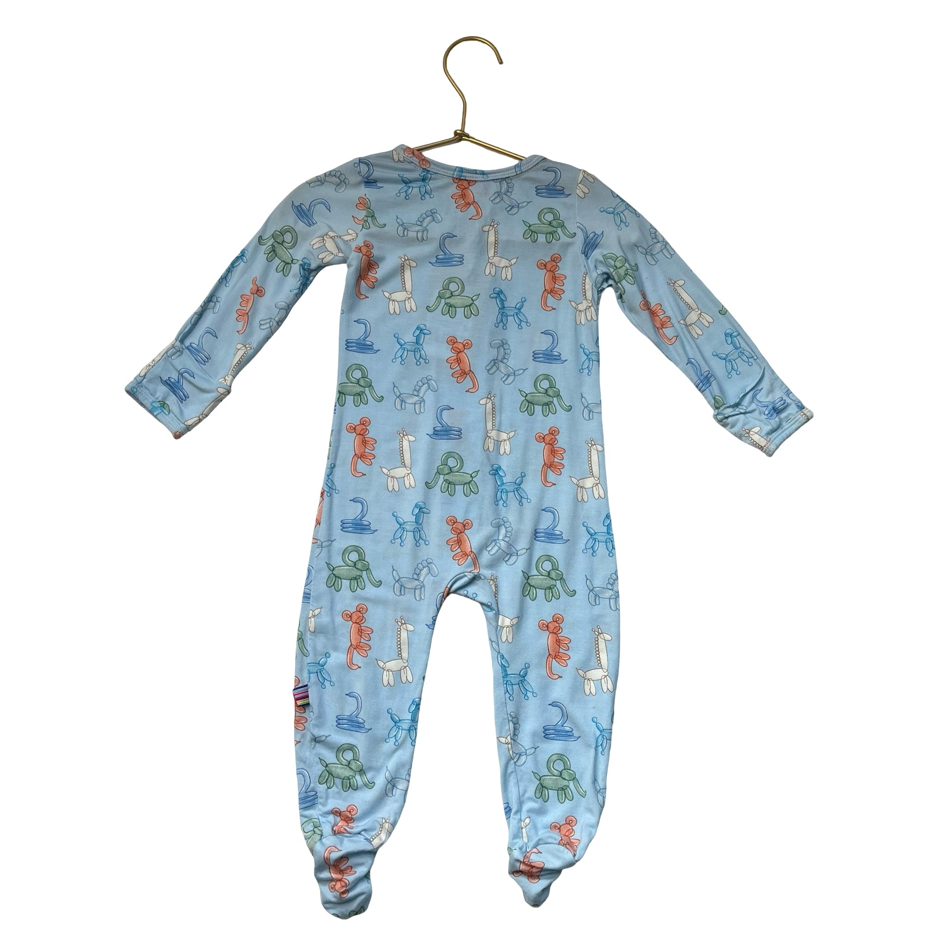 Magnetic Me Light Blue Balloon Animal Print Footed PJs - Size 3-6 Mo