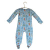 Magnetic Me Light Blue Balloon Animal Print Footed PJs - Size 3-6 Mo