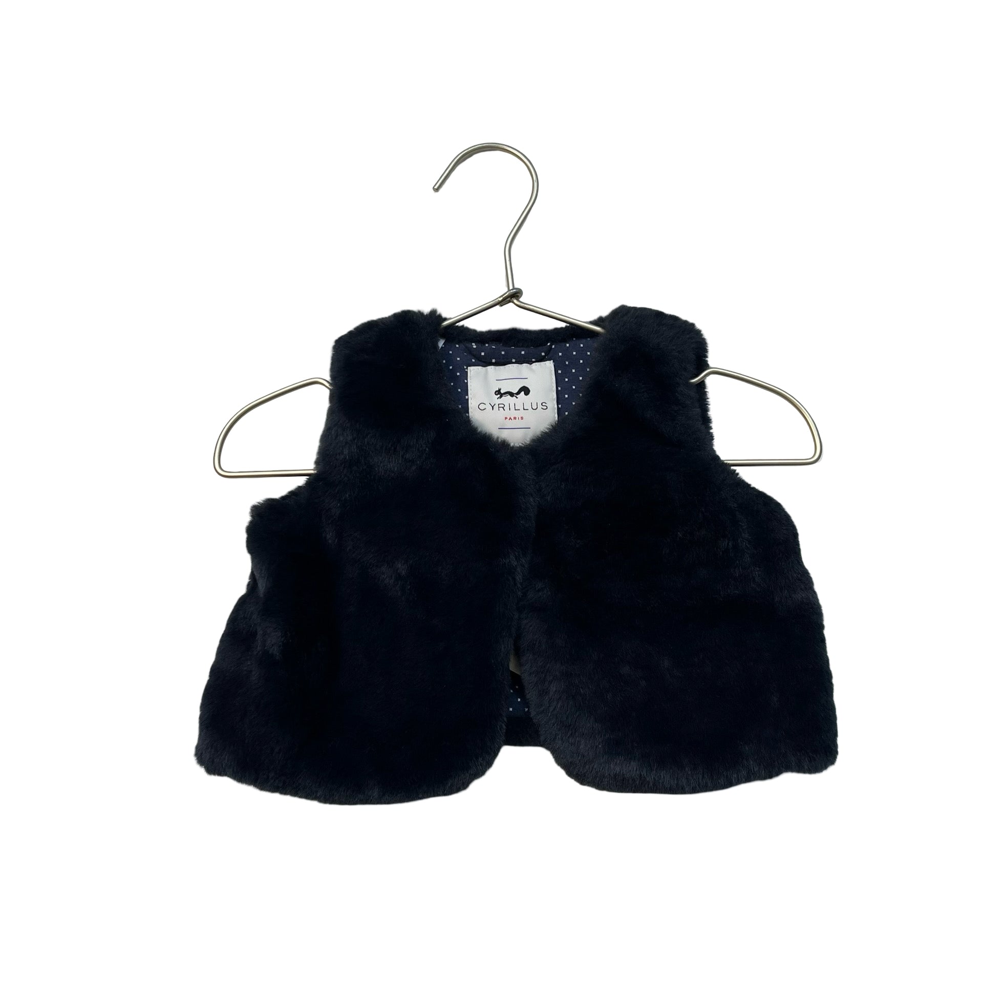 Cyrillus Navy Faux Fur Vest - Size 9 Mo