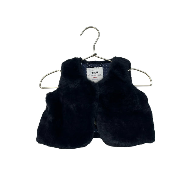 Cyrillus Navy Faux Fur Vest - Size 9 Mo