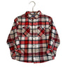 Okaidi Ivory, Tan, Red Plaid Flannel Button Down - Size 3A