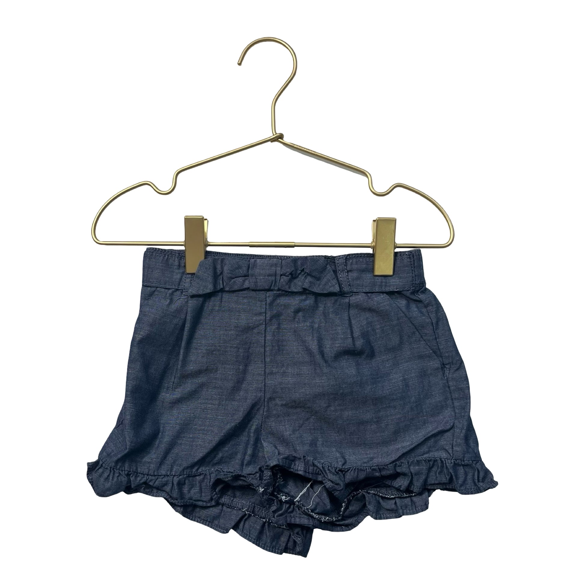 Janie and Jack Navy Chambray Ruffle Hem Shorts - Size 3