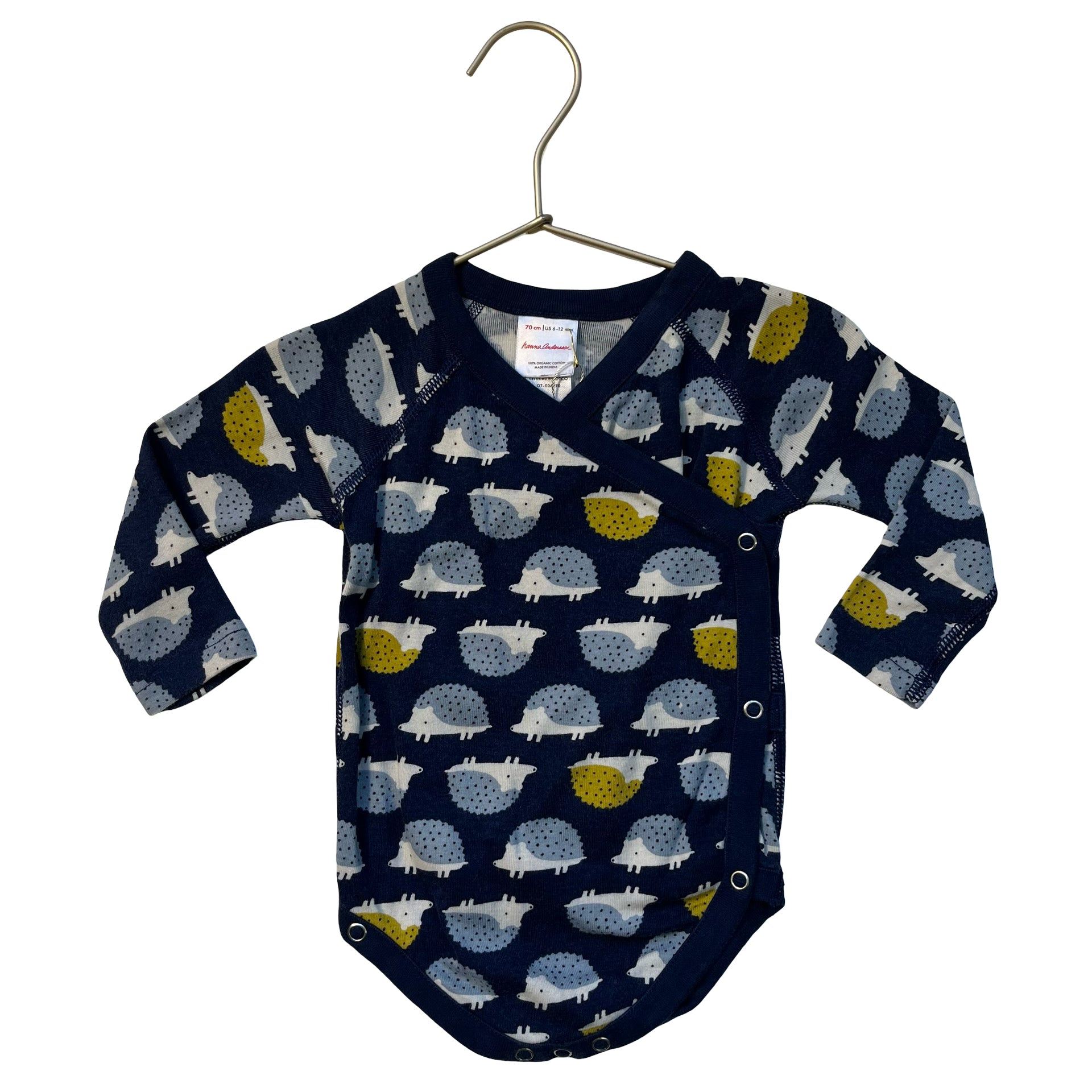 Hanna Andersson Navy Hedgehog Print Onesie Bodysuit - Size 6-12 Mo