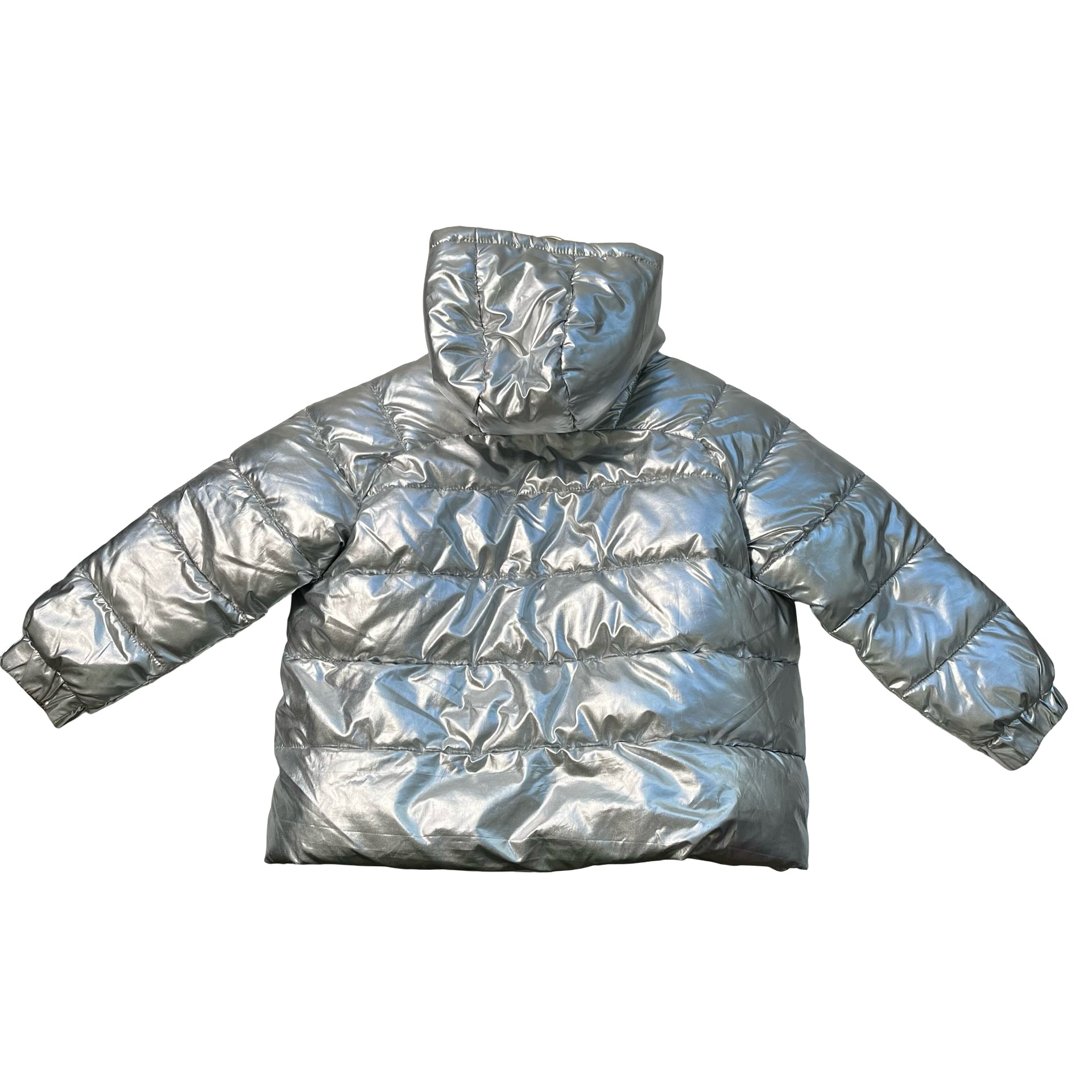 Stella McCartney Kids Silver Metallic Hooded Puffer Jacket - Size 6