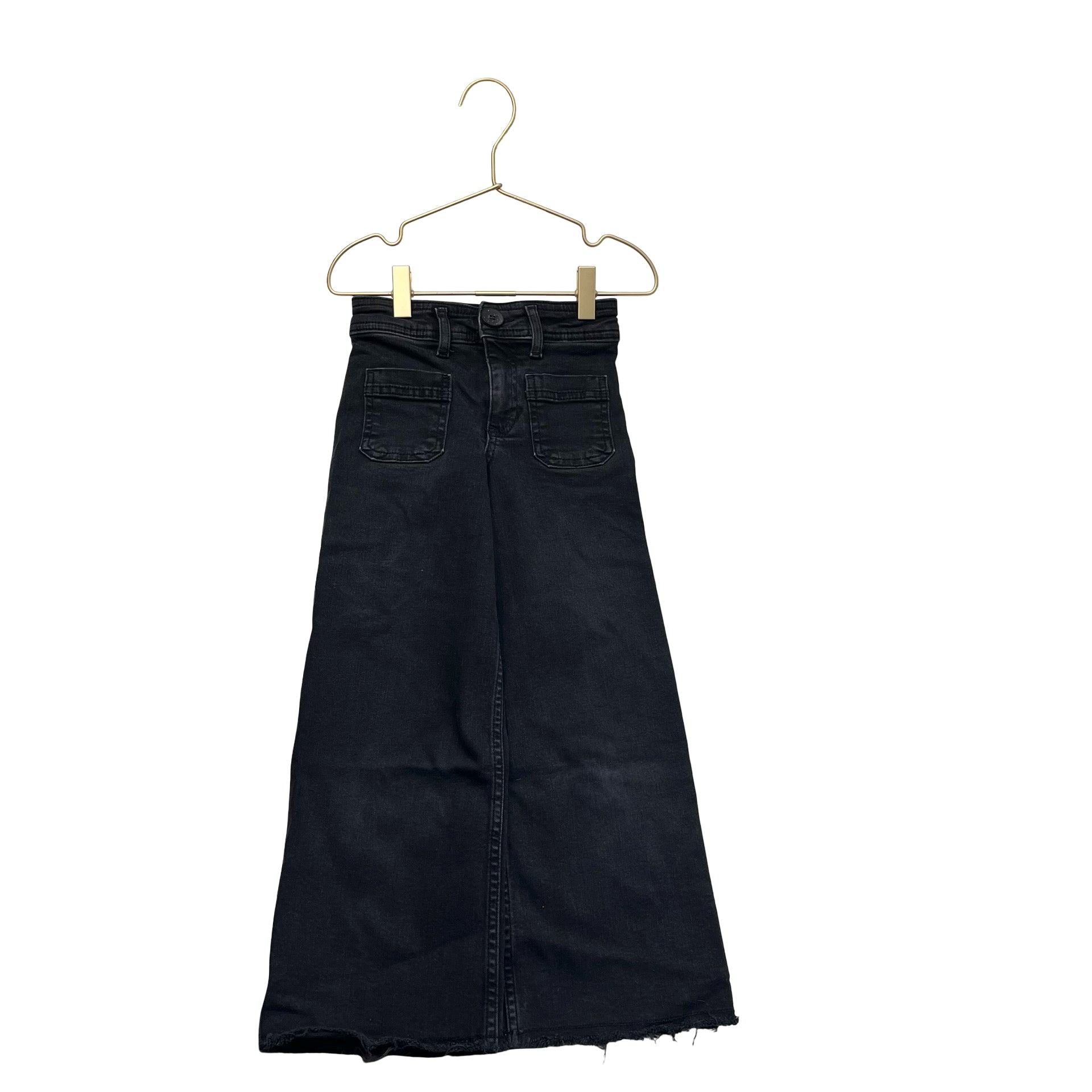 Zara Black Denim Wide-Leg Raw-Hem Jeans - Size 6