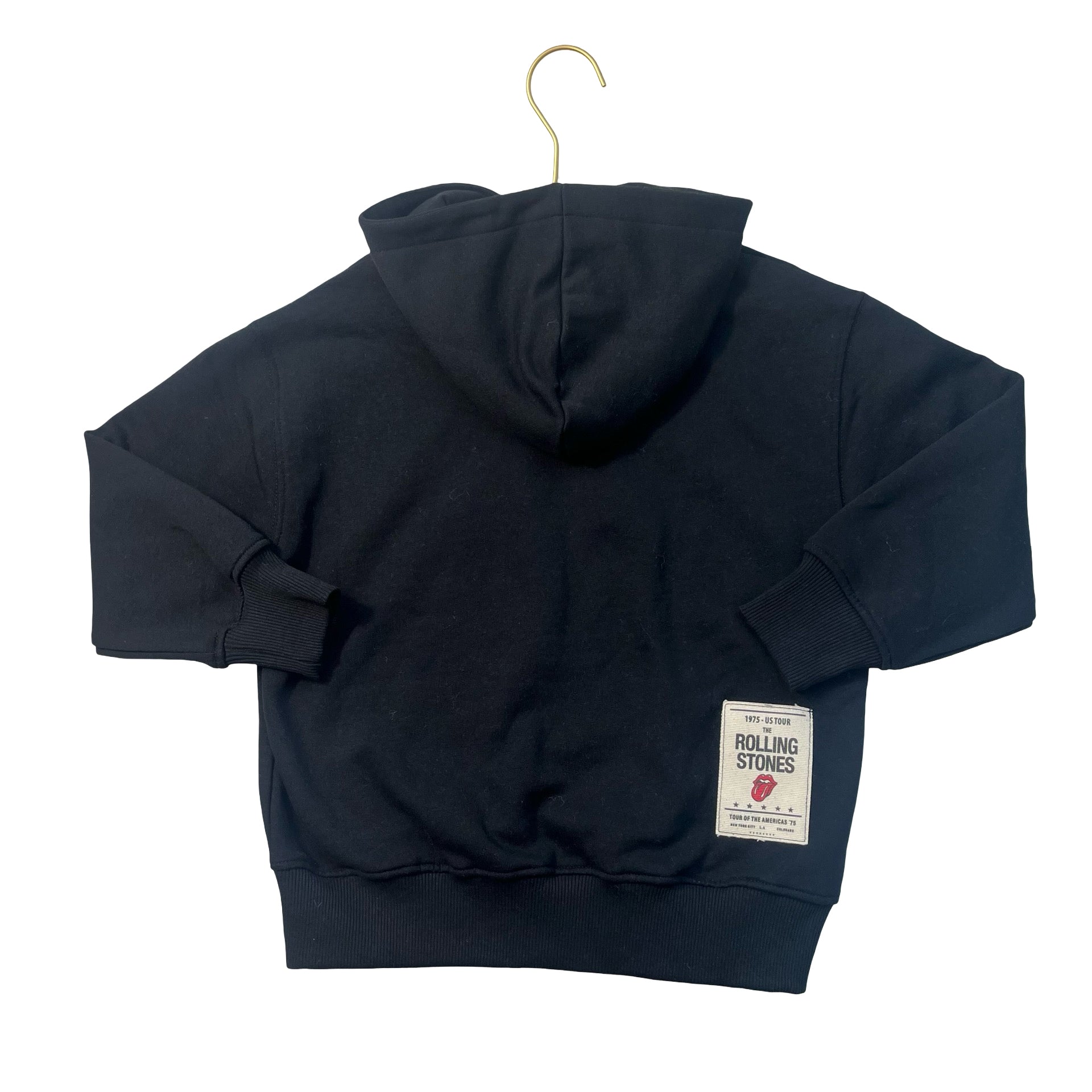 Zara x Rolling Stones Black & Rhinestone Hooded Sweatshirt - Size 6-7