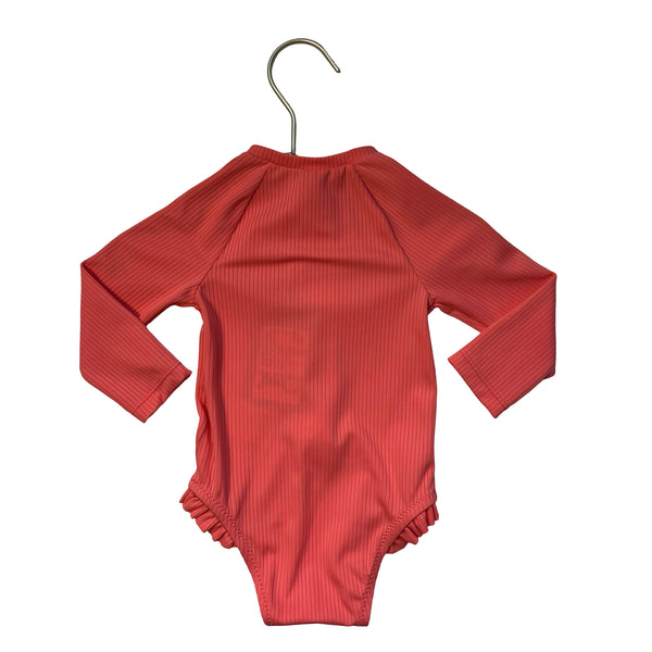 Old Navy Coral Ribbed Swim Suit - Size 6-12 Mo
