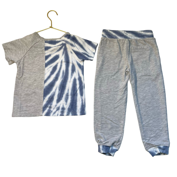 Splendid Gray & Blue/White Tie-Dye Joggers & Shirt Set - Size 5