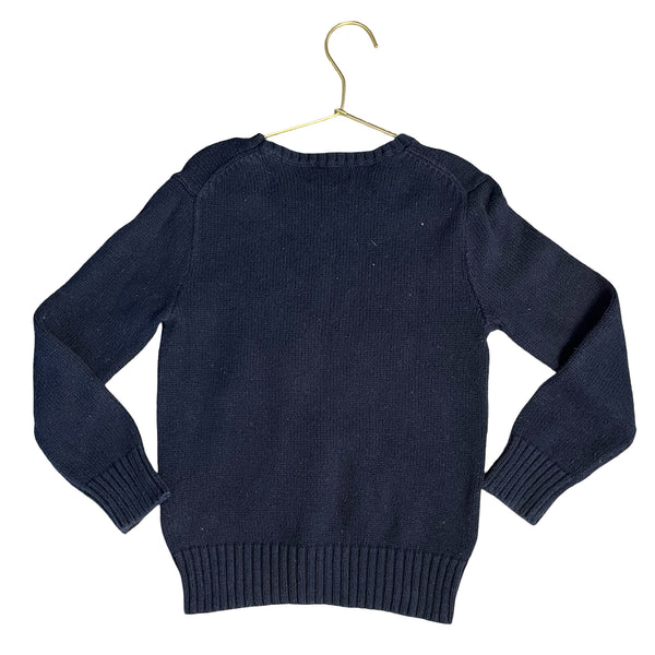 Polo Ralph Lauren Navy Cotton-Wool Polo Bear Sweater - Size 7