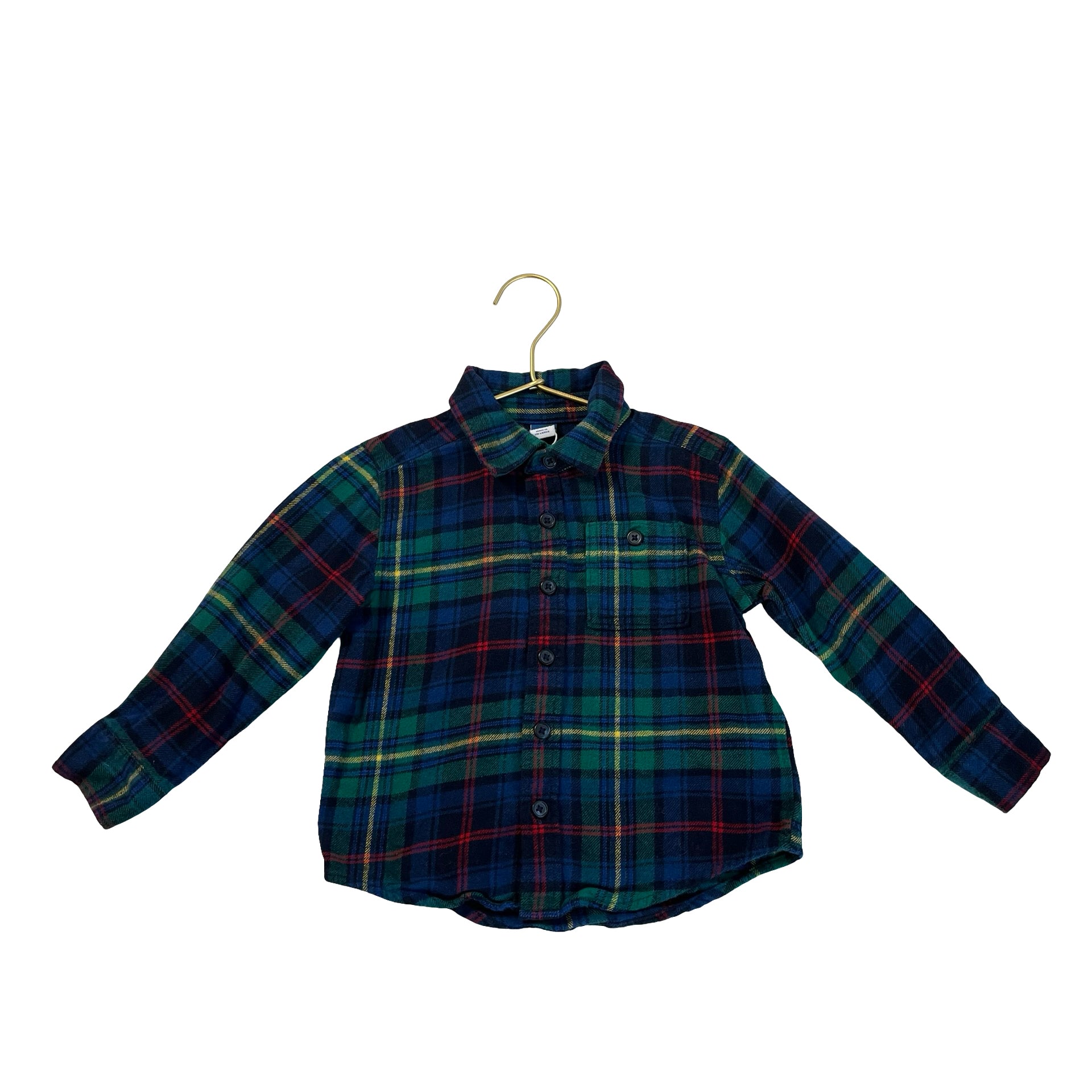 Old Navy Green, Blue, Red, Yellow Plaid Flannel Button Down - Size 3T