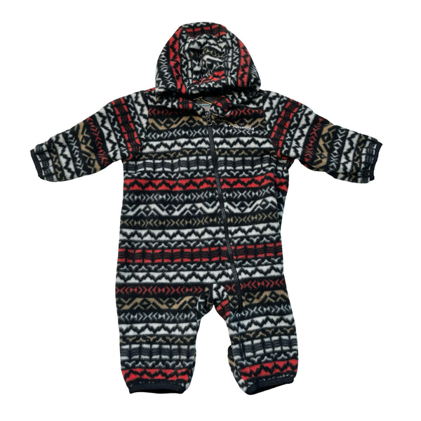 Columbia Black, Ivory, Tan, Red Pattern Fleece Bunting - Size 0-3 Mo