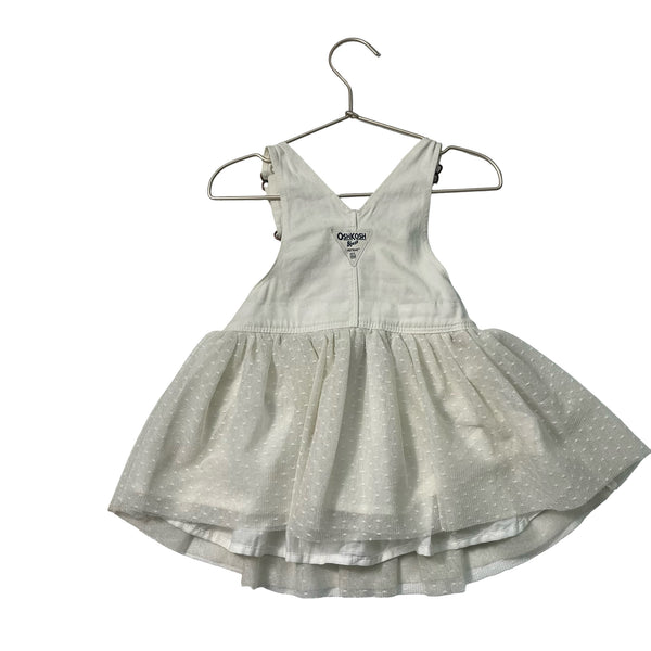 OshKosh Ivory Swiss Dot Tulle Overall Dress - Size 18 Months