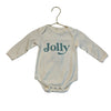 Emerson and Friends Ivory & Teal 'Jolly' Long Sleeve One Piece - Size 3-6 Mo